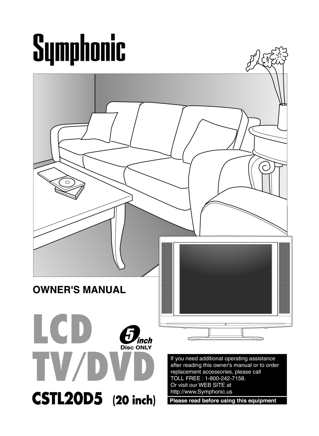 Symphonic LCD TV/DVD owner manual CSTL20D5 20 inch 