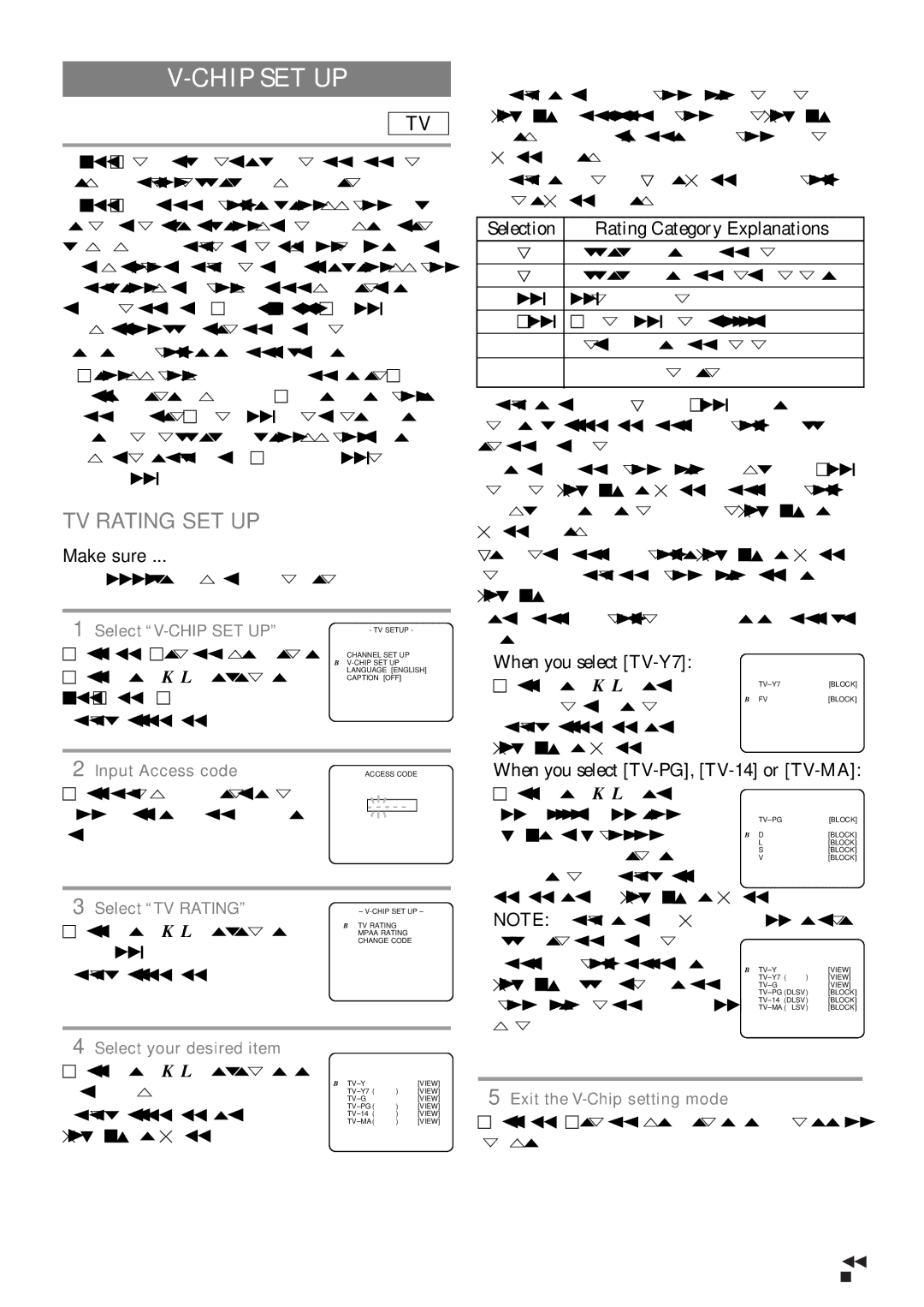 Symphonic MSD513E owner manual Chip SET UP, TV Rating SET UP, Selection Rating Category Explanations, When you select TV-Y7 