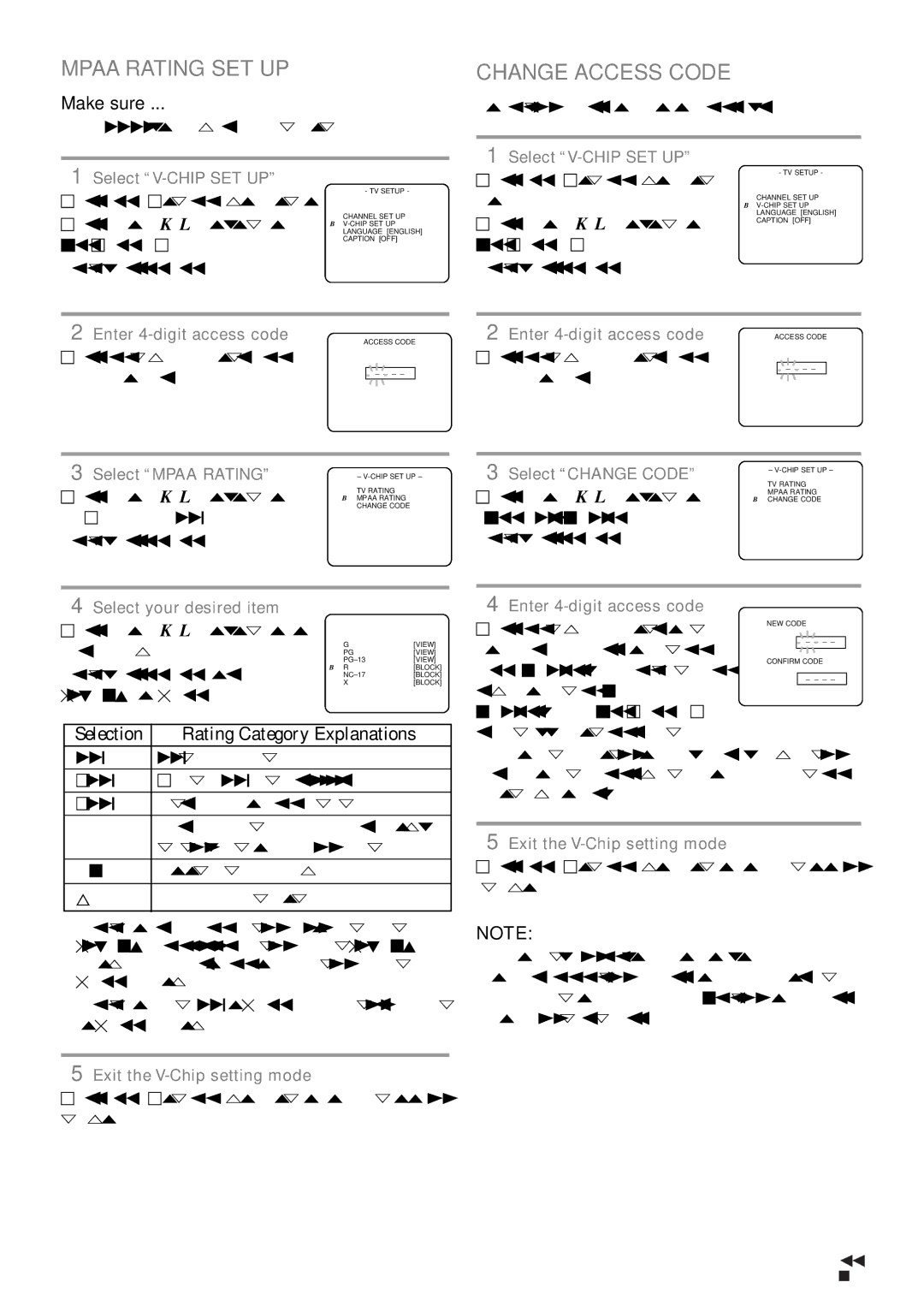 Symphonic MSD513E owner manual Mpaa Rating SET UP, Change Access Code 