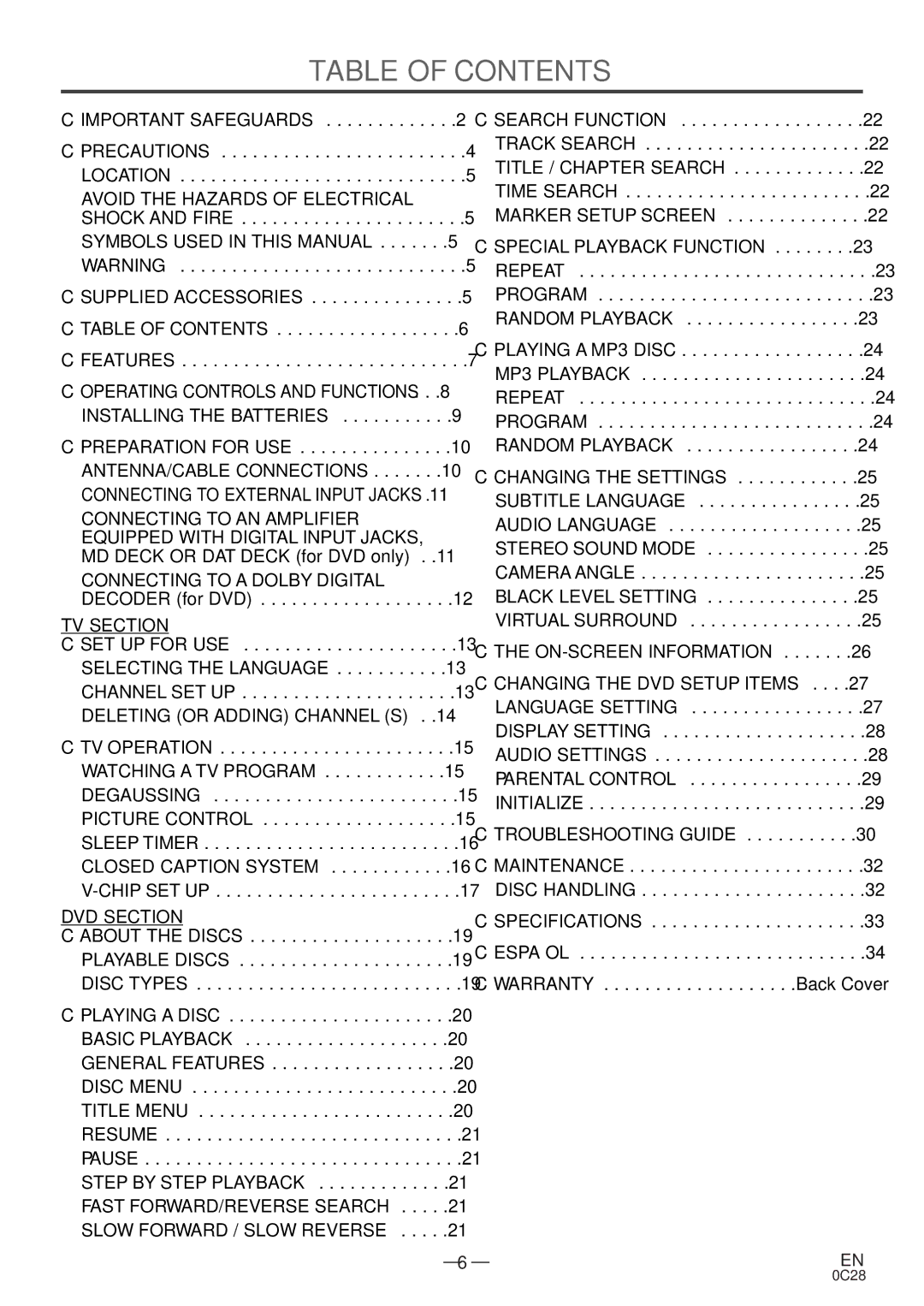 Symphonic MSD513E owner manual Table of Contents 