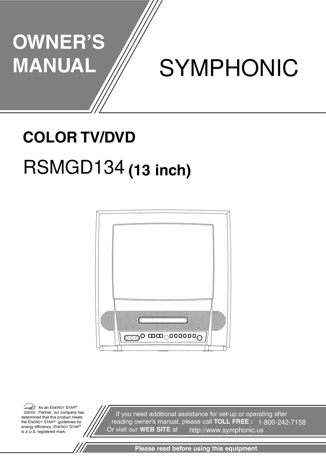 Symphonic owner manual RSMGD134 13 inch 