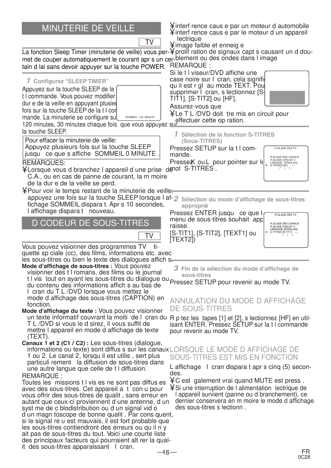 Symphonic RSMGD134 owner manual Minuterie DE Veille, Pour effacer la minuterie de veille, Text 