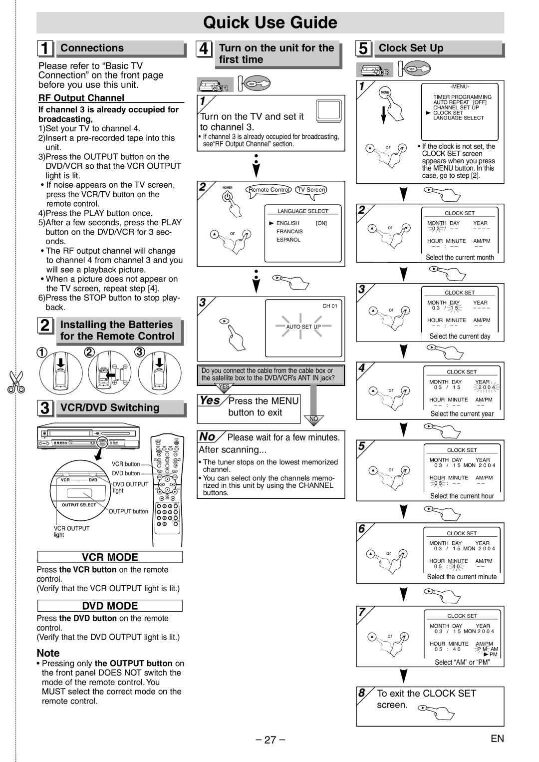 Symphonic RSMSD804 owner manual Quick Use Guide, Yes 