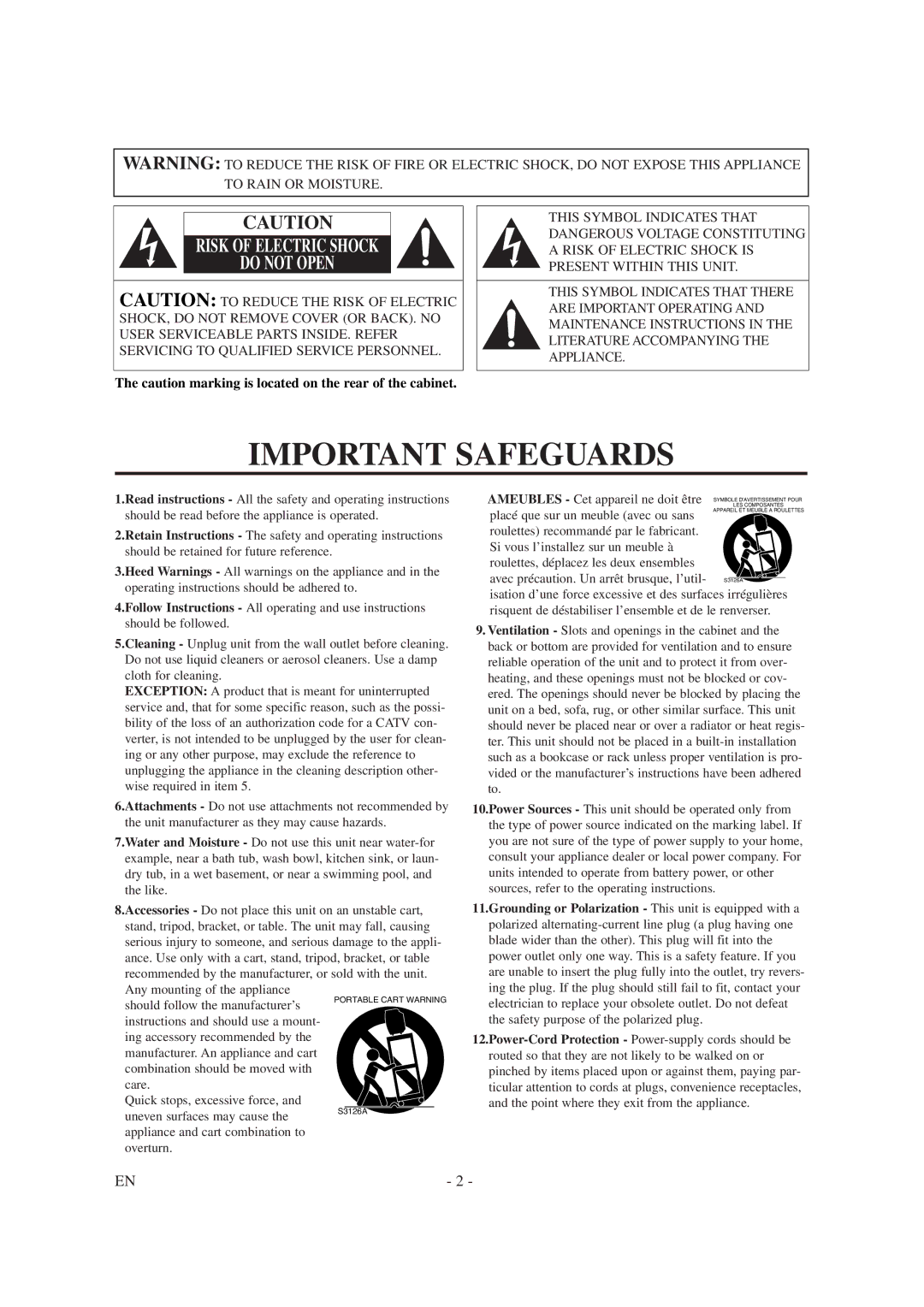 Symphonic SC1304 owner manual Important Safeguards 