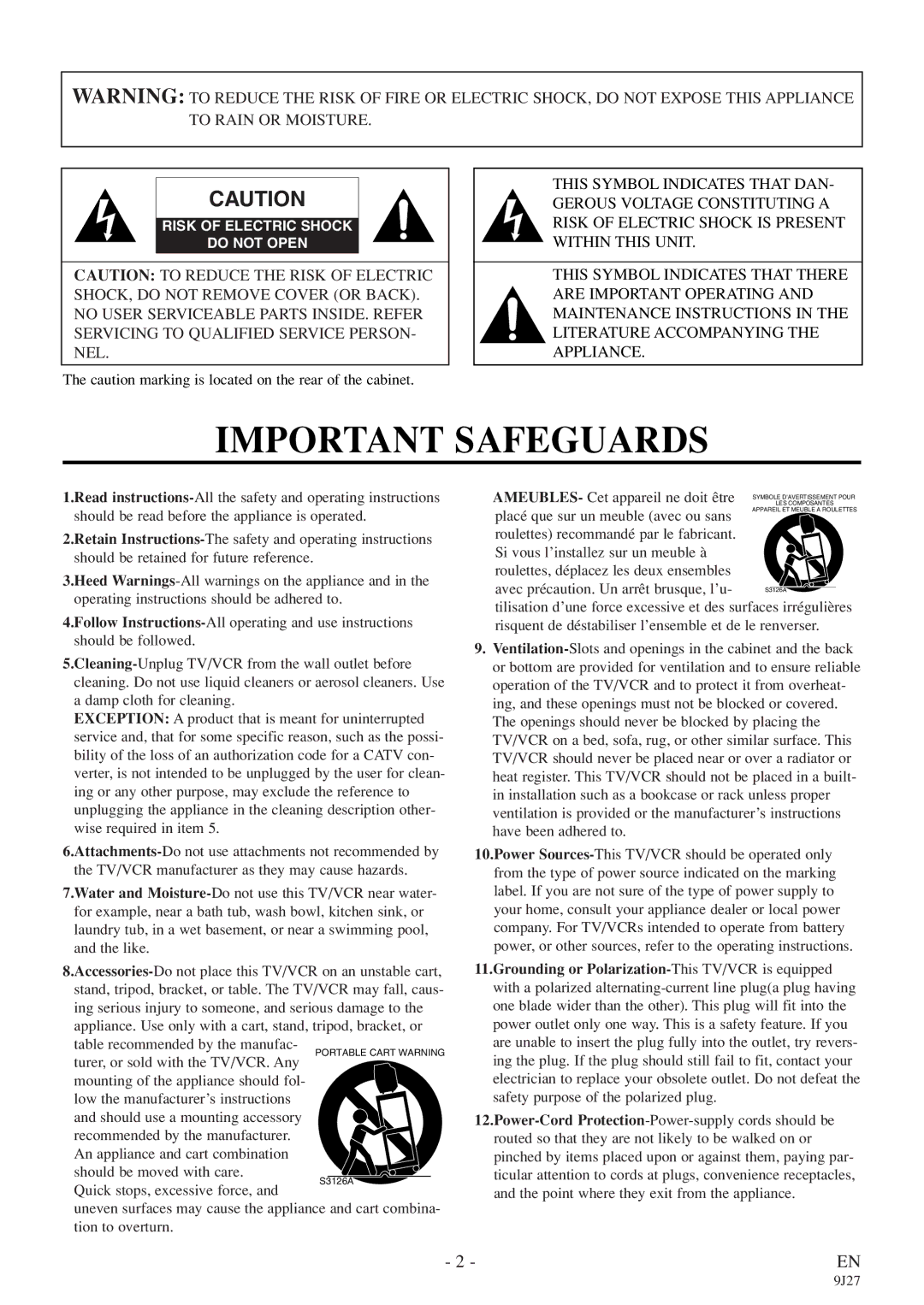 Symphonic SC309E owner manual Important Safeguards 