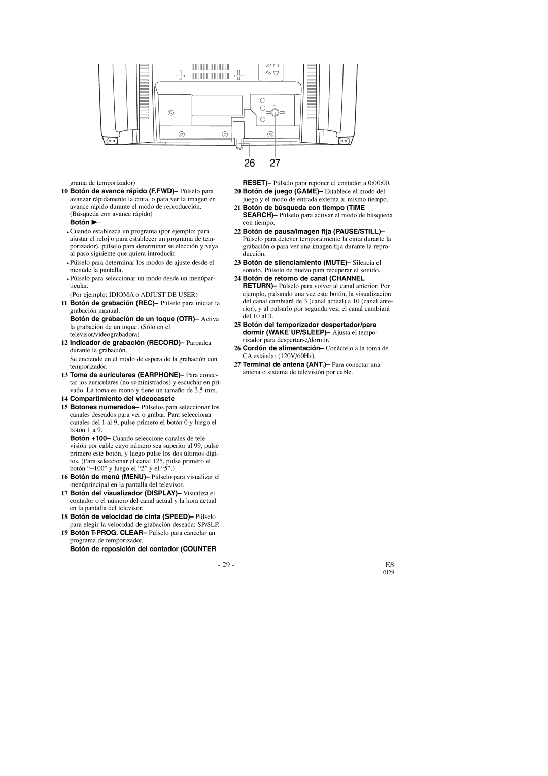 Symphonic SC313C, SC319C owner manual Botón de reposición del contador Counter 