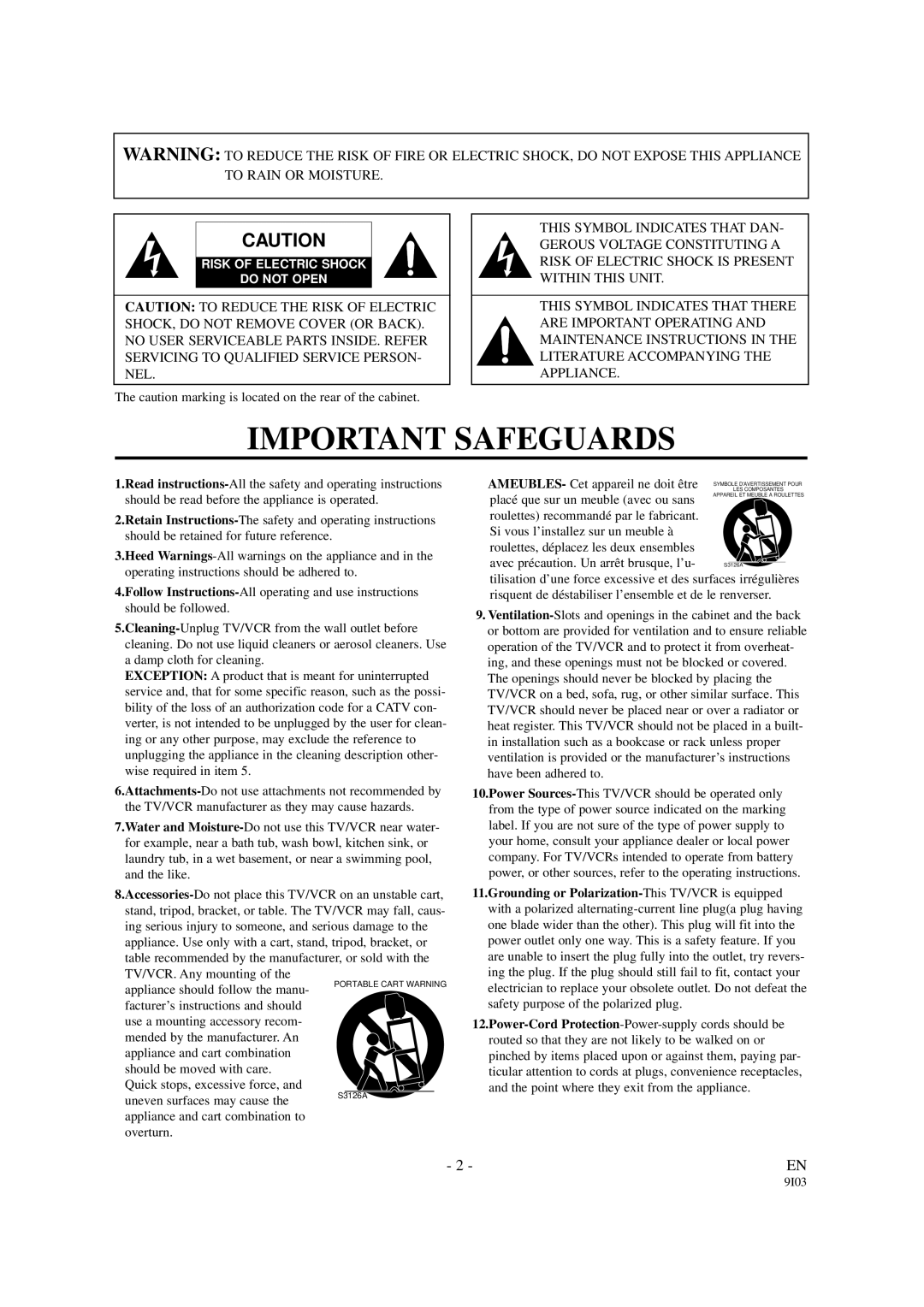 Symphonic SC319B, SC313B owner manual Important Safeguards 