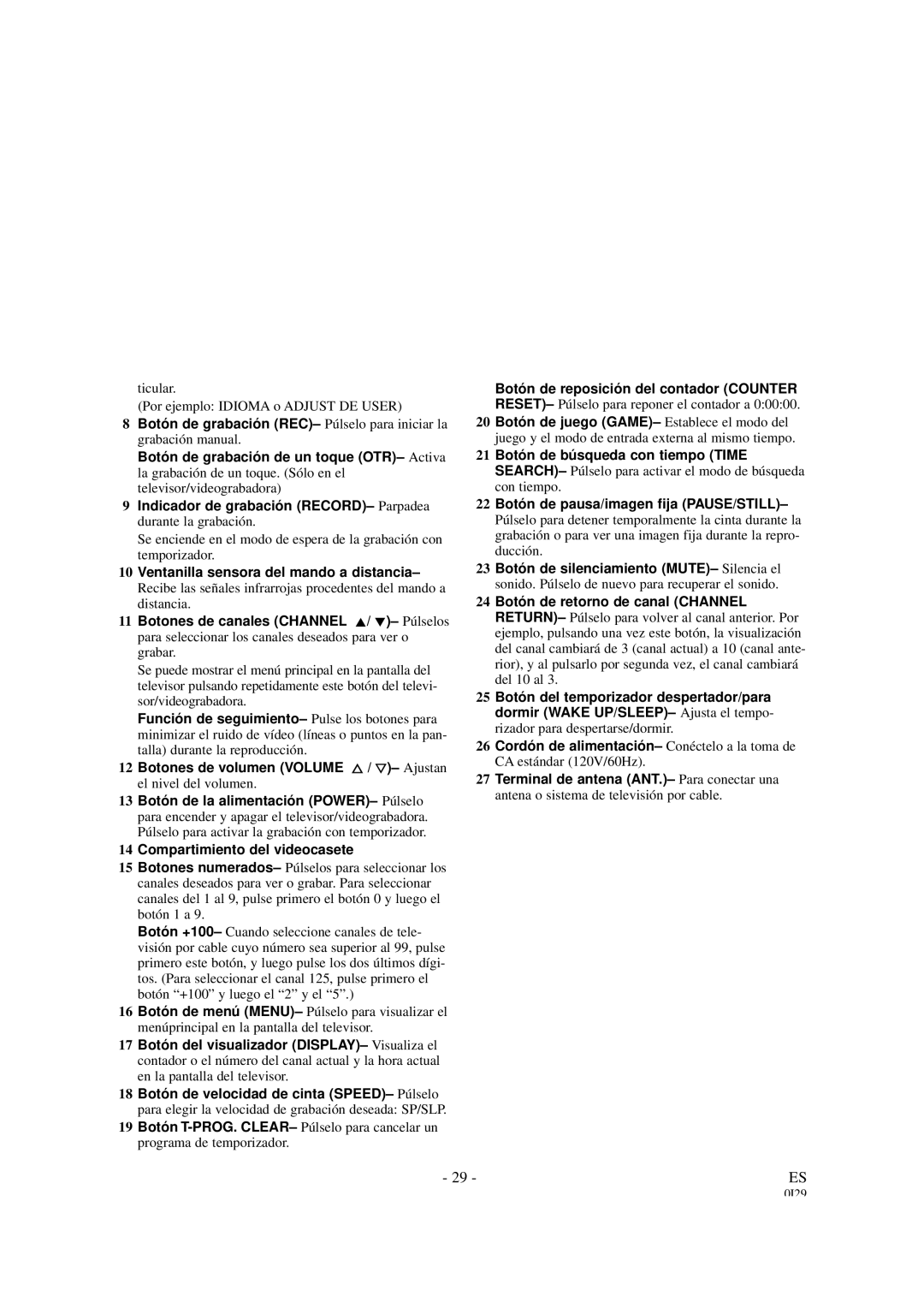 Symphonic SC313B, SC319B owner manual Ticular Por ejemplo Idioma o Adjust DE User 