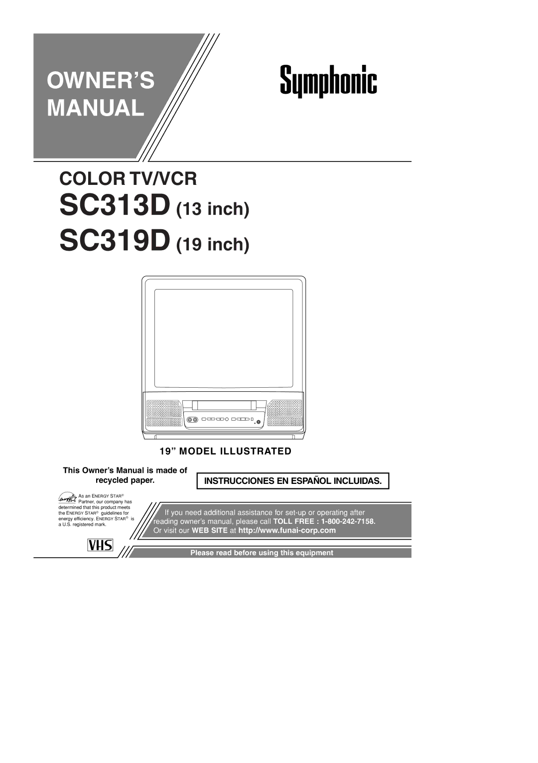 Symphonic owner manual SC313D SC319D 