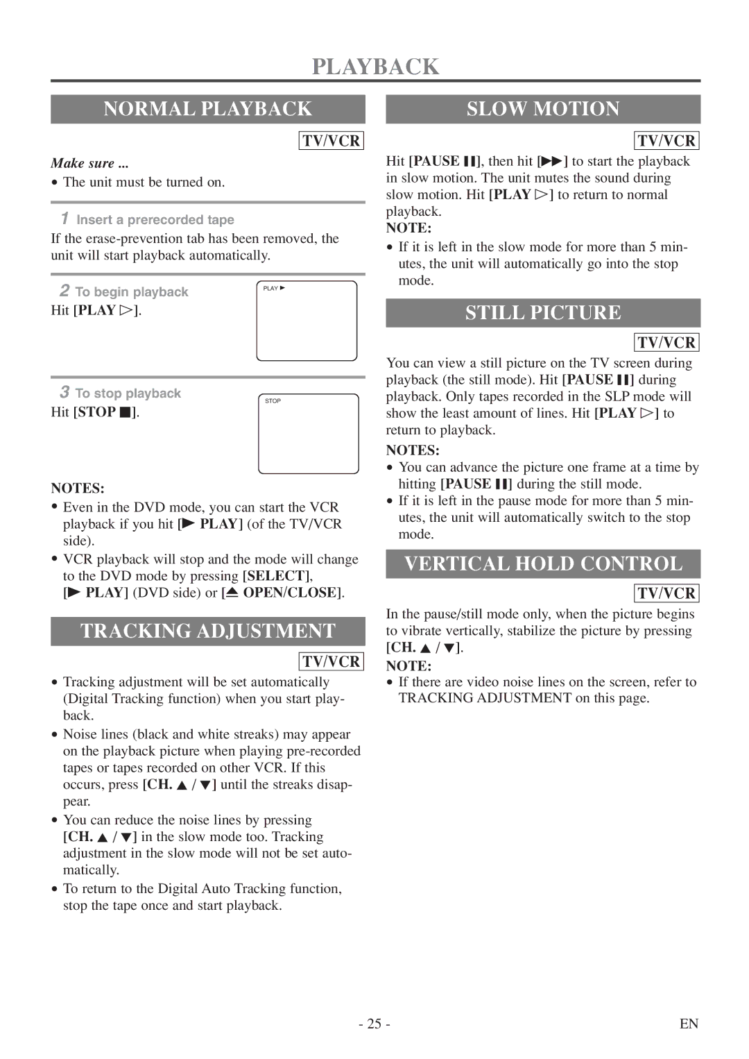 Symphonic SC724FDF owner manual Playback 