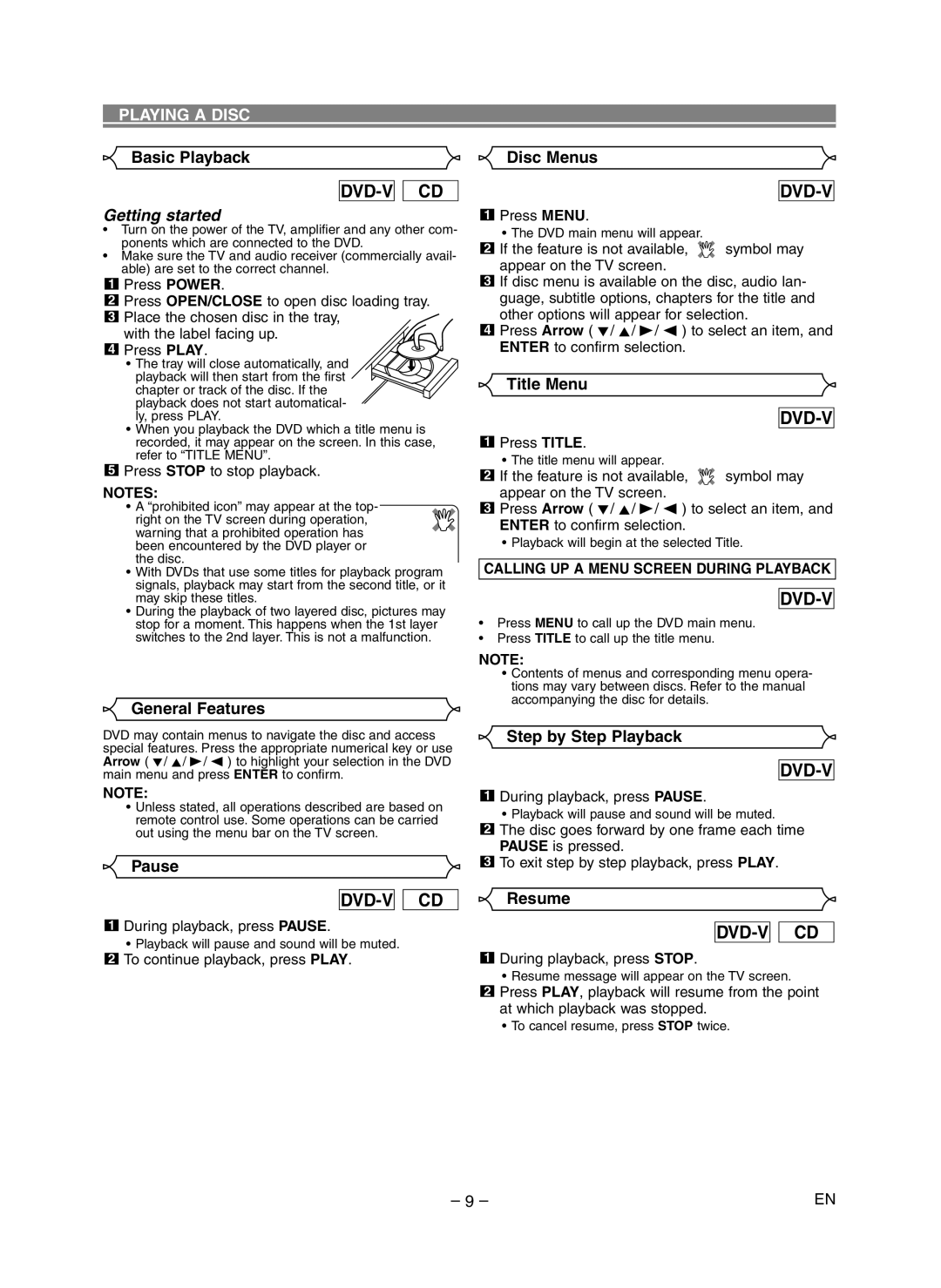 Symphonic SD300D owner manual Playing a Disc 