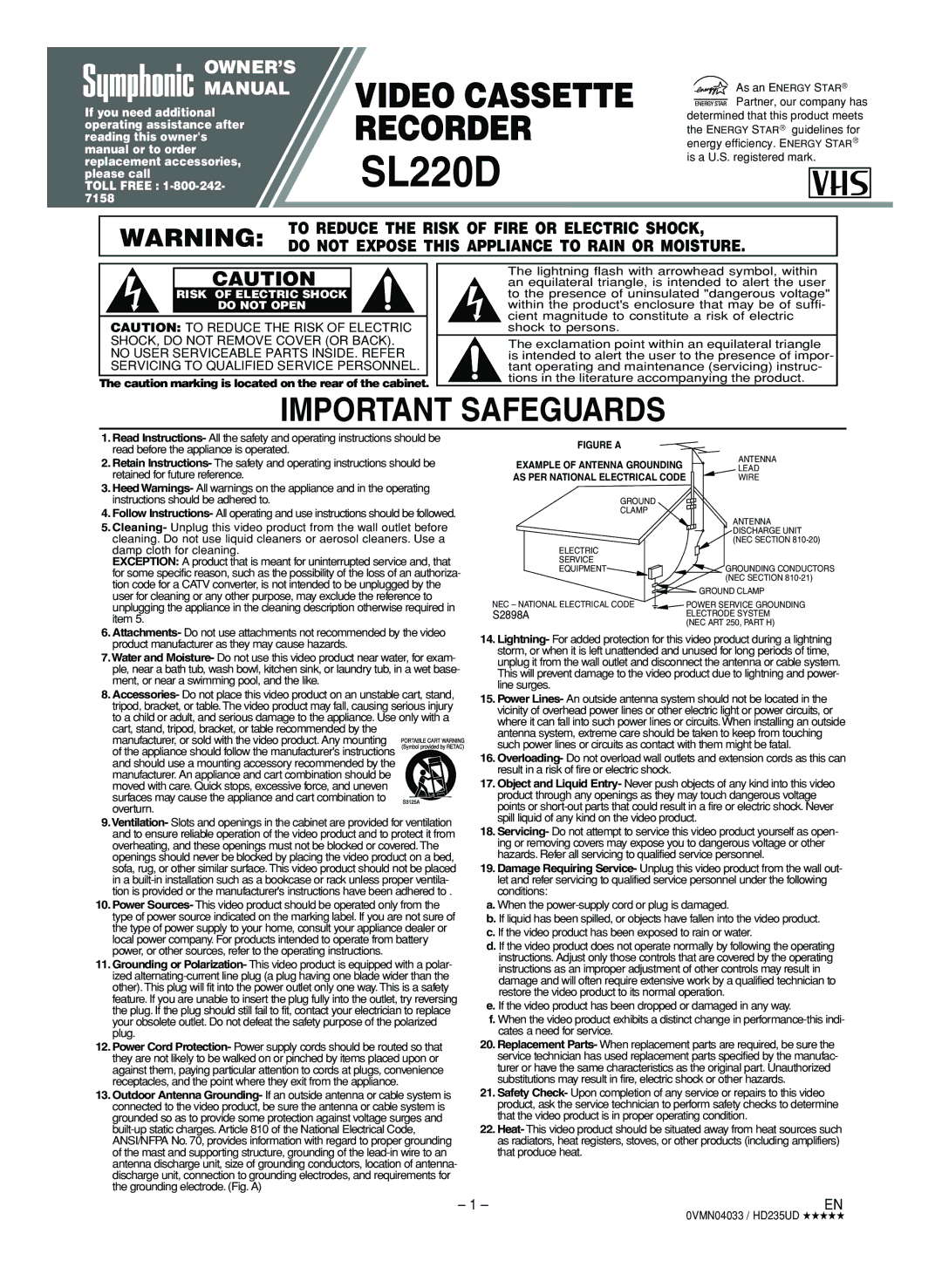 Symphonic SL220D owner manual 