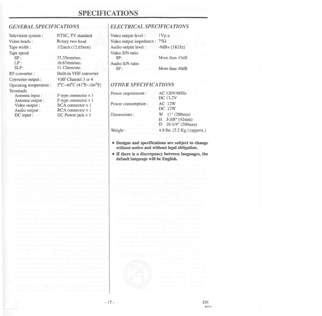 Symphonic F1810M, SP1910 manual 