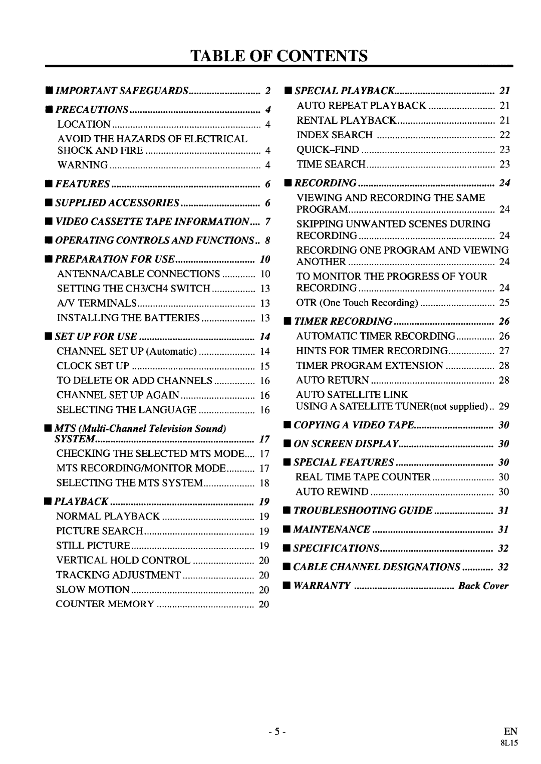 Symphonic VR-69WF manual 