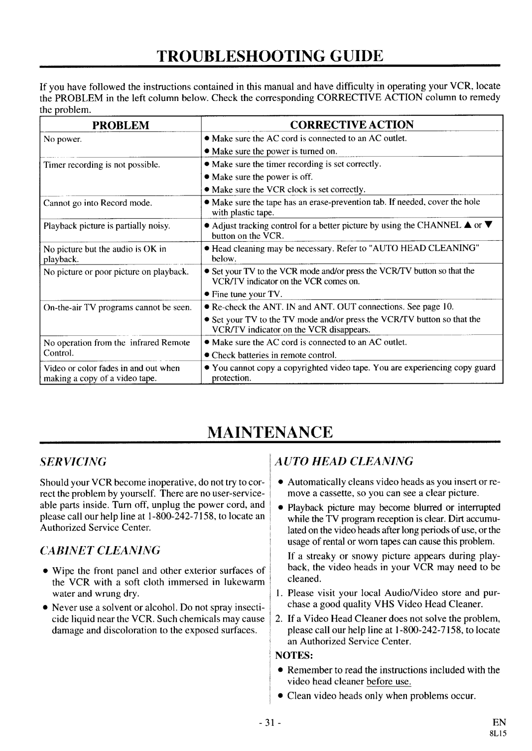 Symphonic VR-79WF manual 