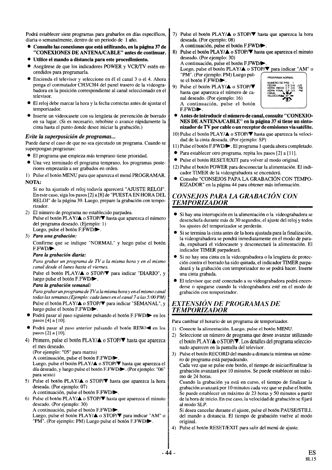 Symphonic VR-79WF manual 