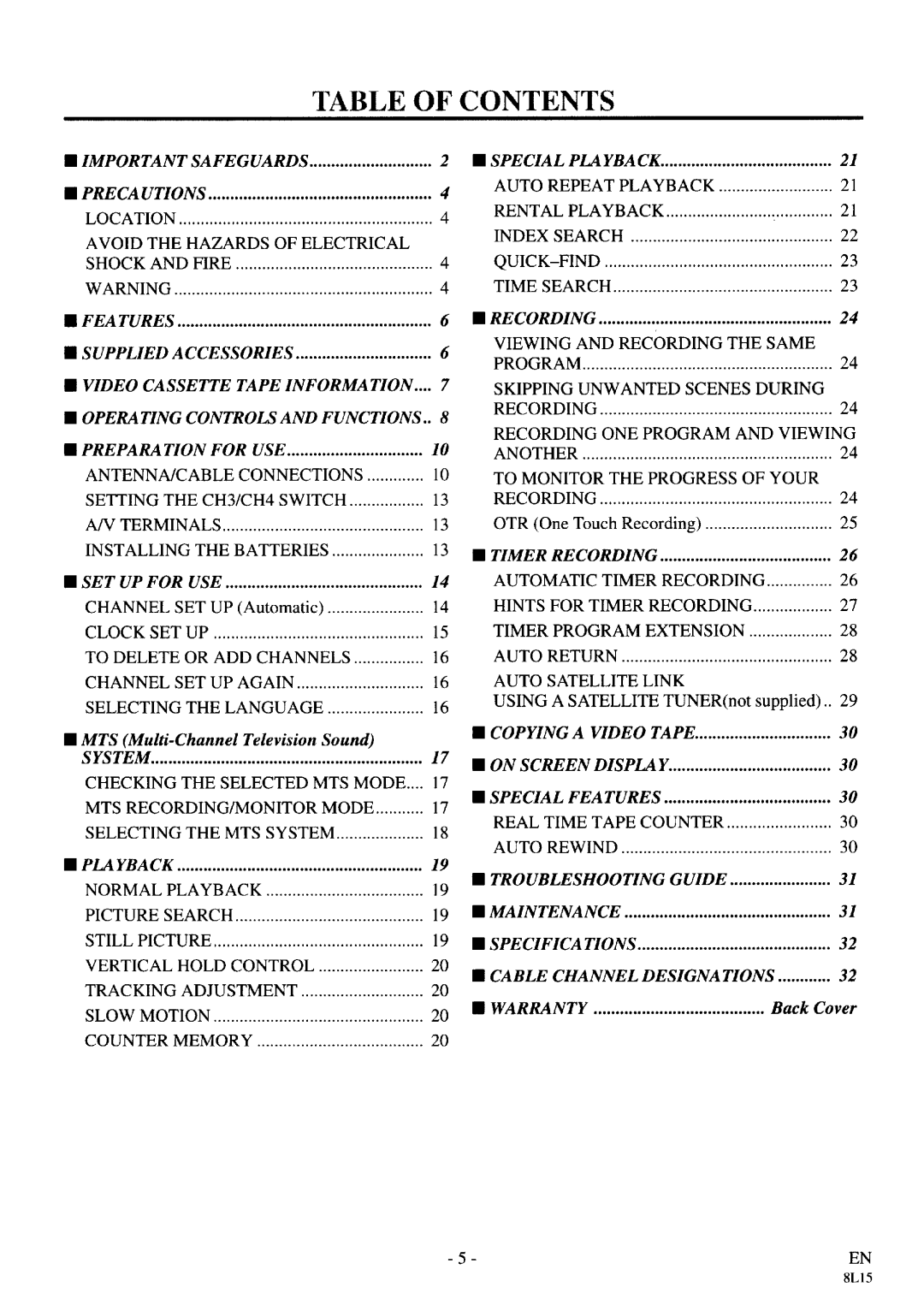 Symphonic VR-79WF manual 