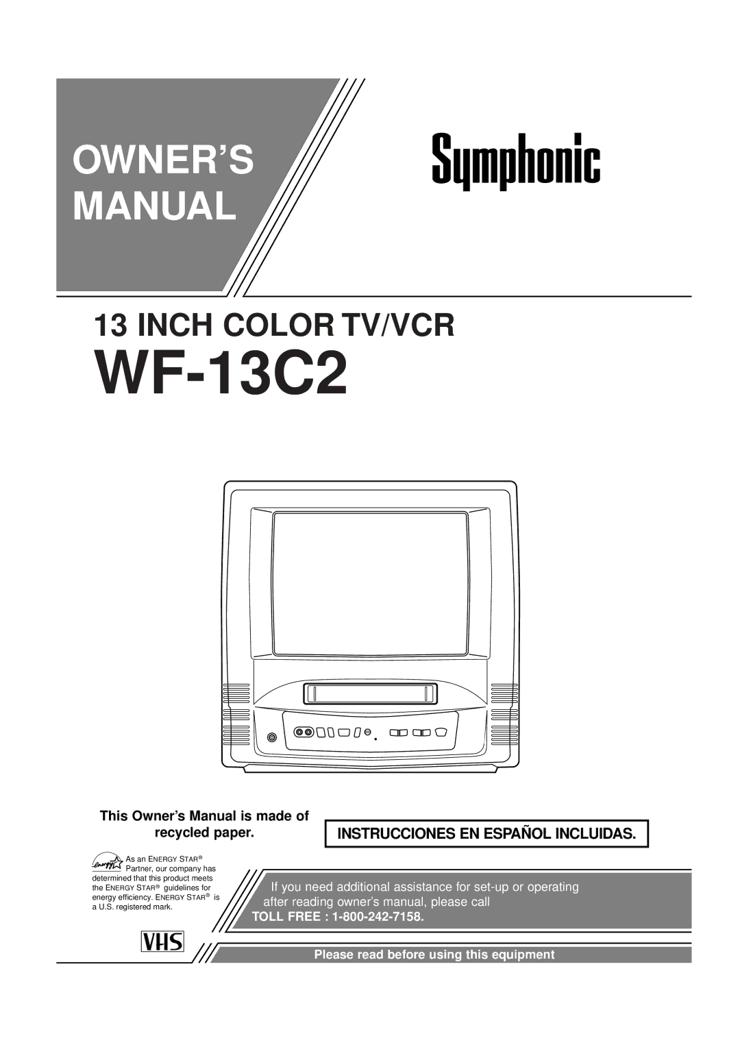 Symphonic WF-13C2 owner manual 