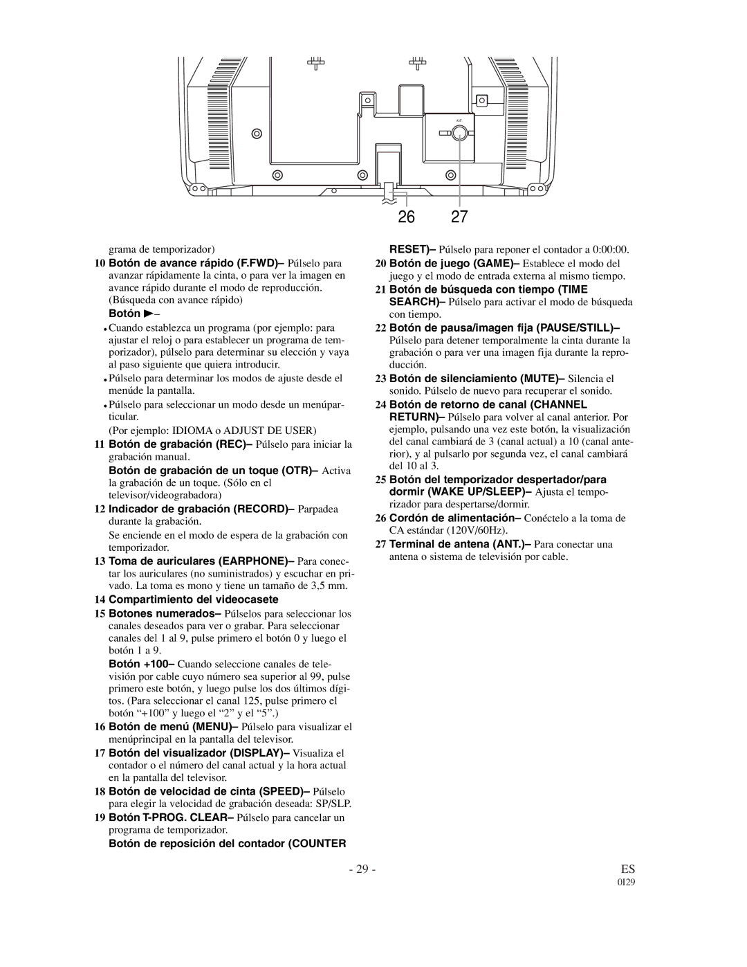 Symphonic WF0213C owner manual Botón de reposición del contador Counter 