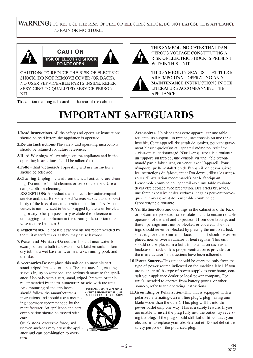 Symphonic WF20D4 owner manual Important Safeguards 