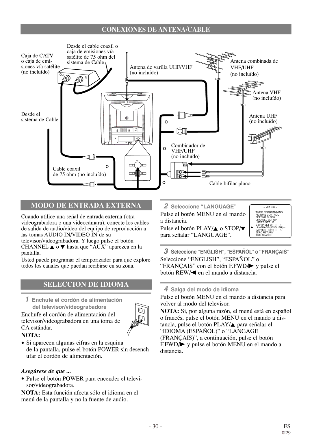 Symphonic WF319E owner manual Nota, Asegúrese de que 