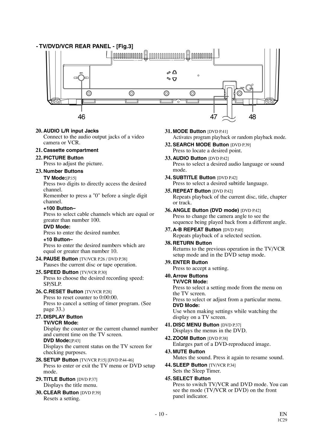 Symphonic WF719 Connect to the audio output jacks of a video camera or VCR, Press to adjust the picture, Resets a setting 