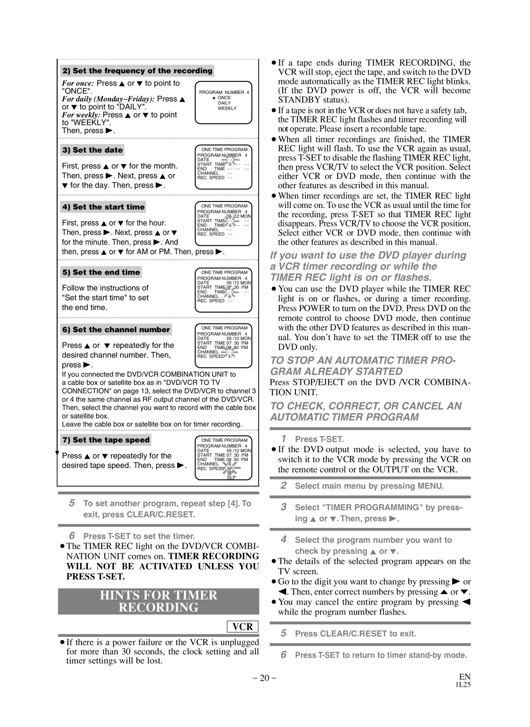 Symphonic WF803 owner manual Hints for Timer, To Stop AN Automatic Timer PRO- Gram Already Started 