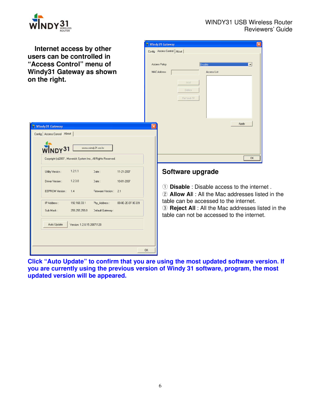 Synet electronic WINDY31 manual Software upgrade 