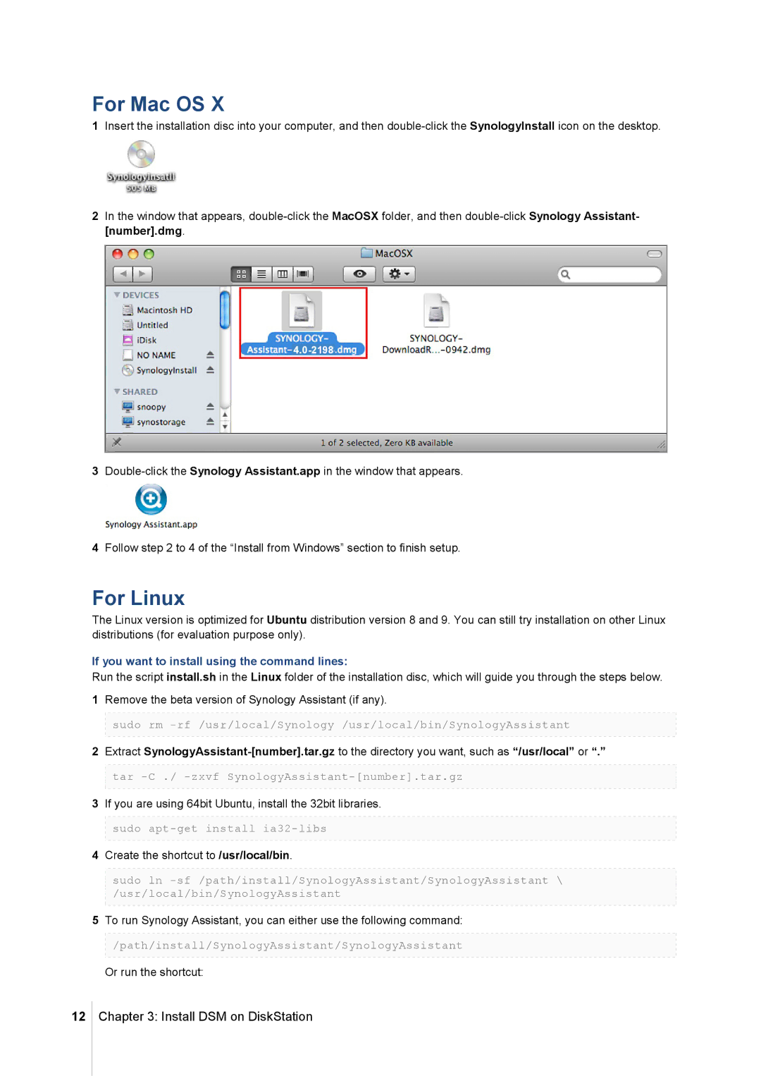 Synology DS213 manual For Mac OS, For Linux 