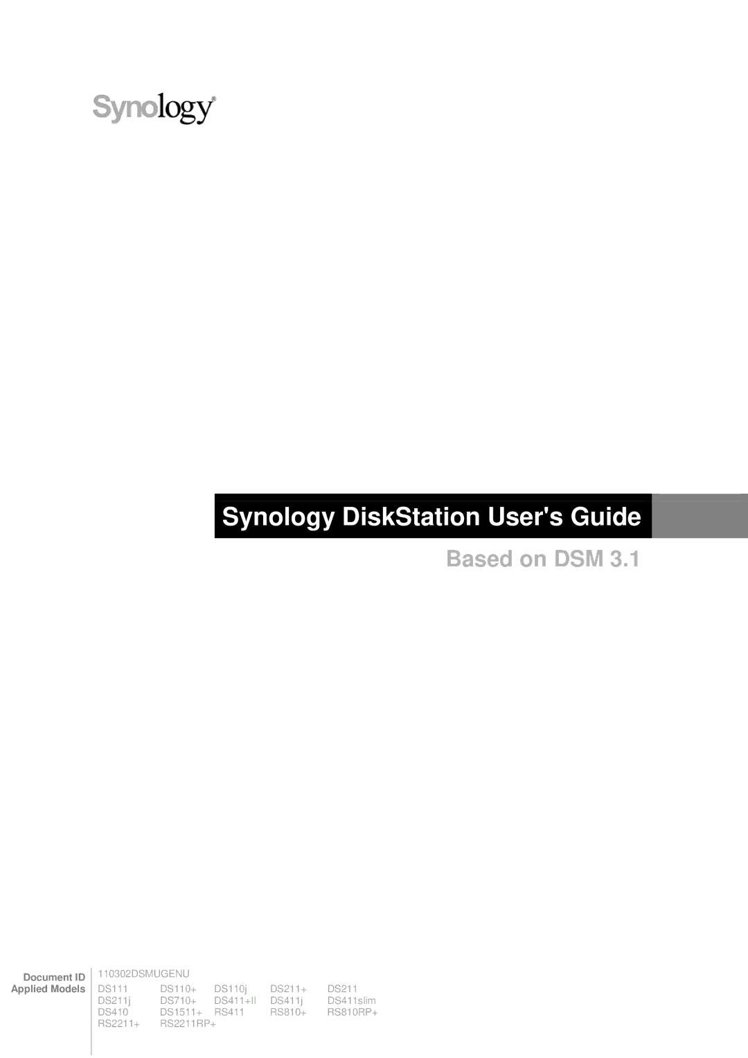 Synology DS411SLIM manual Synology DiskStation Users Guide 