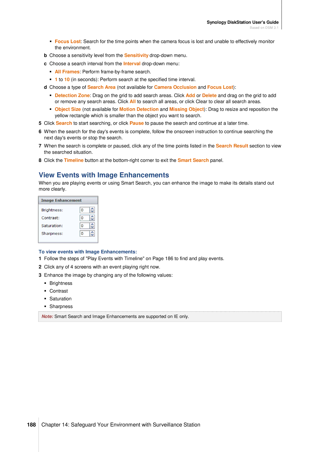 Synology DS411SLIM manual View Events with Image Enhancements, 188, To view events with Image Enhancements 