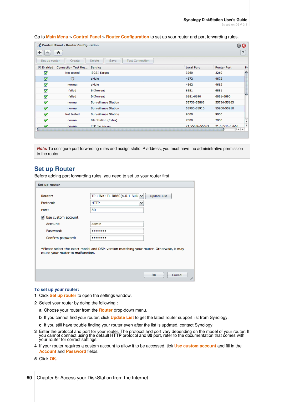 Synology DS411SLIM manual Set up Router, To set up your router 