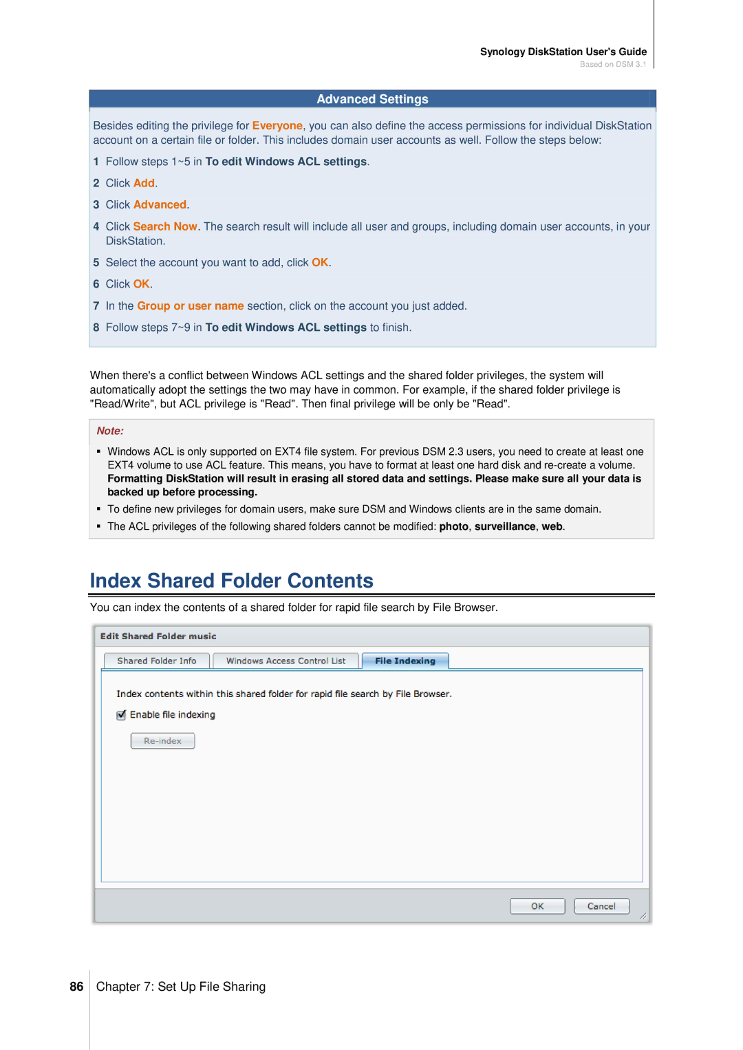 Synology DS411SLIM manual Index Shared Folder Contents 