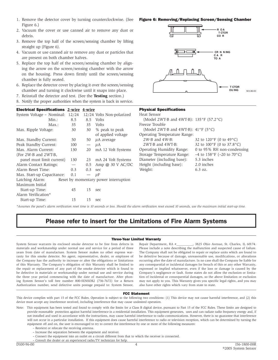 System Sensor 4W-B, 2WT-B, 4WT-B installation manual Wire 4-wire, Physical Specifications 