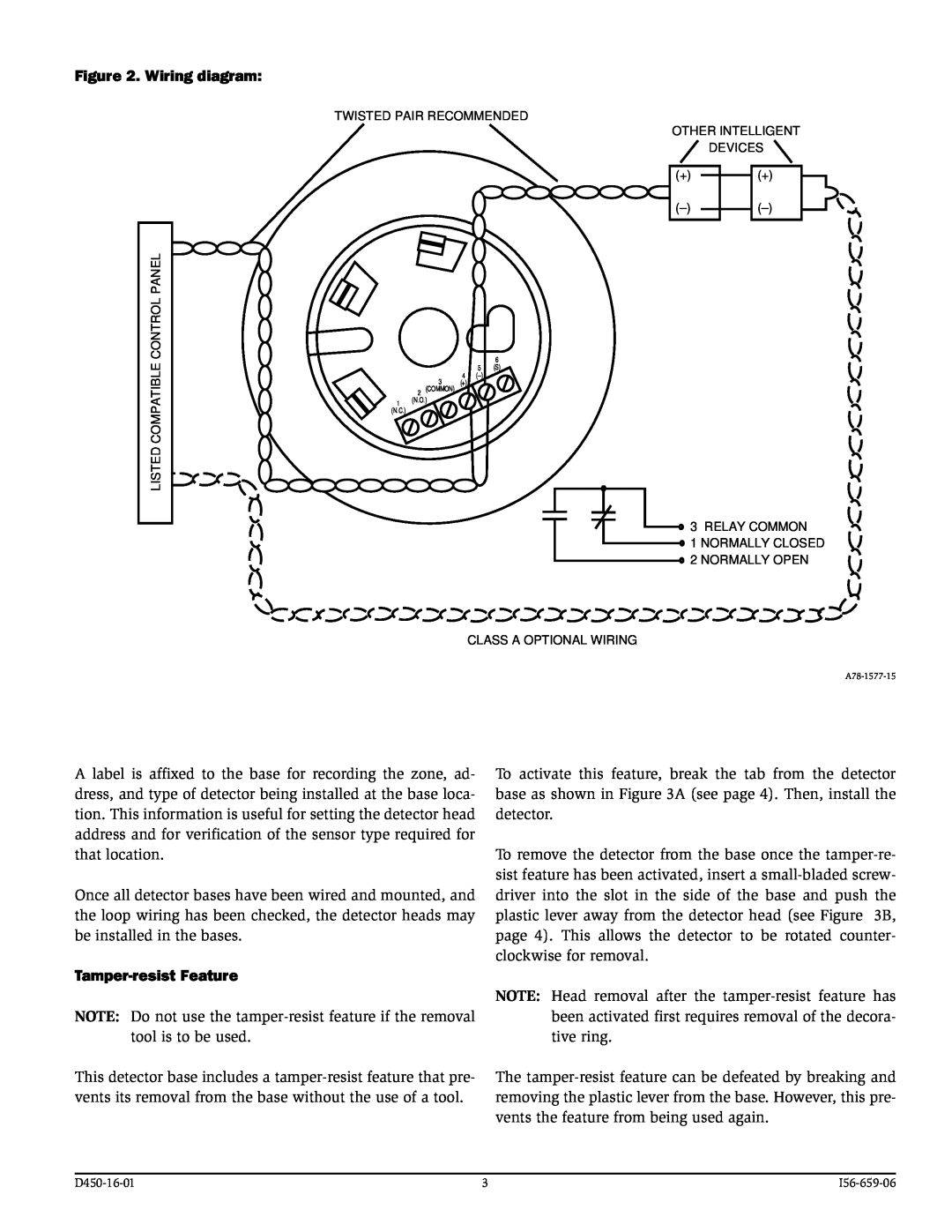 System Sensor B524RB(A), B224RB(A) installation manual Wiring diagram, Tamper-resistFeature, D450-16-01 