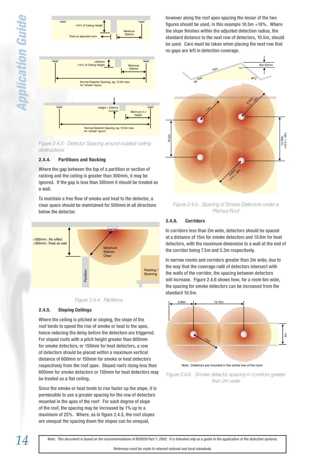 System Sensor BS5839 manual Corridors, Corridor being 7.5m and 5.3m respectively, Sloping Ceilings 