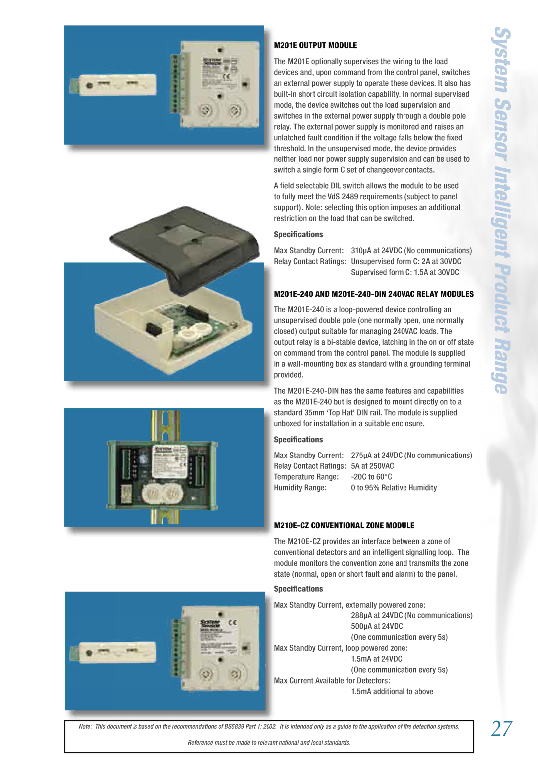 System Sensor BS5839 M201E Output Module, 5A at 250VAC, M210E-CZ Conventional Zone Module, One communication every 5s 