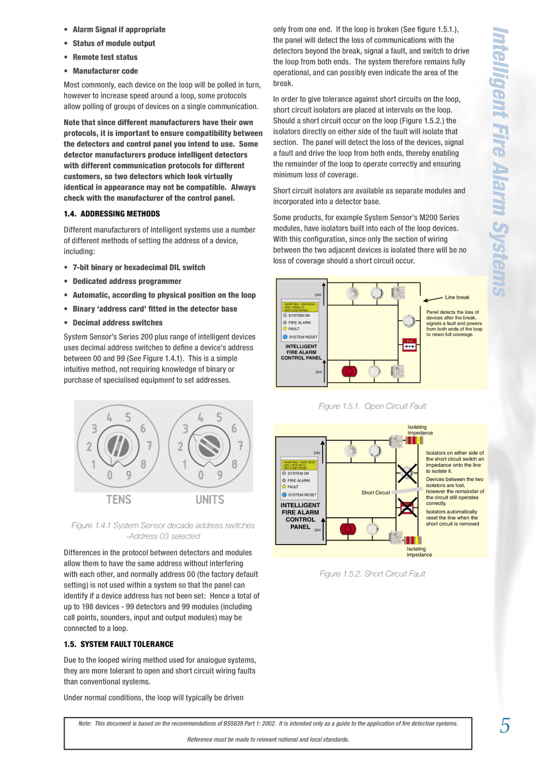 System Sensor BS5839 Addressing Methods, Dedicated address programmer, Binary ‘address card’ ﬁtted in the detector base 