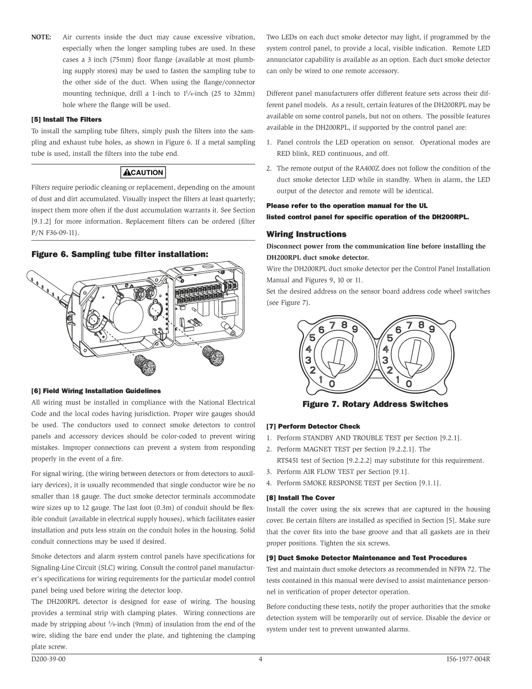 System Sensor DH200RPL manual Wiring Instructions 