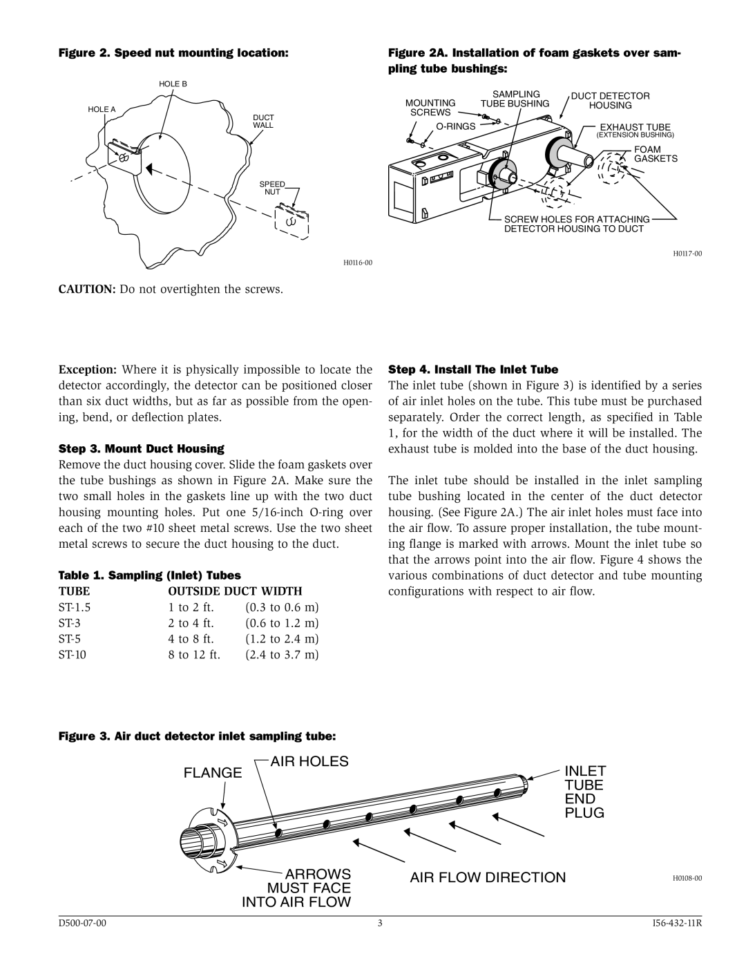 System Sensor DH500ACDC specifications Mount Duct Housing, Install The Inlet Tube 