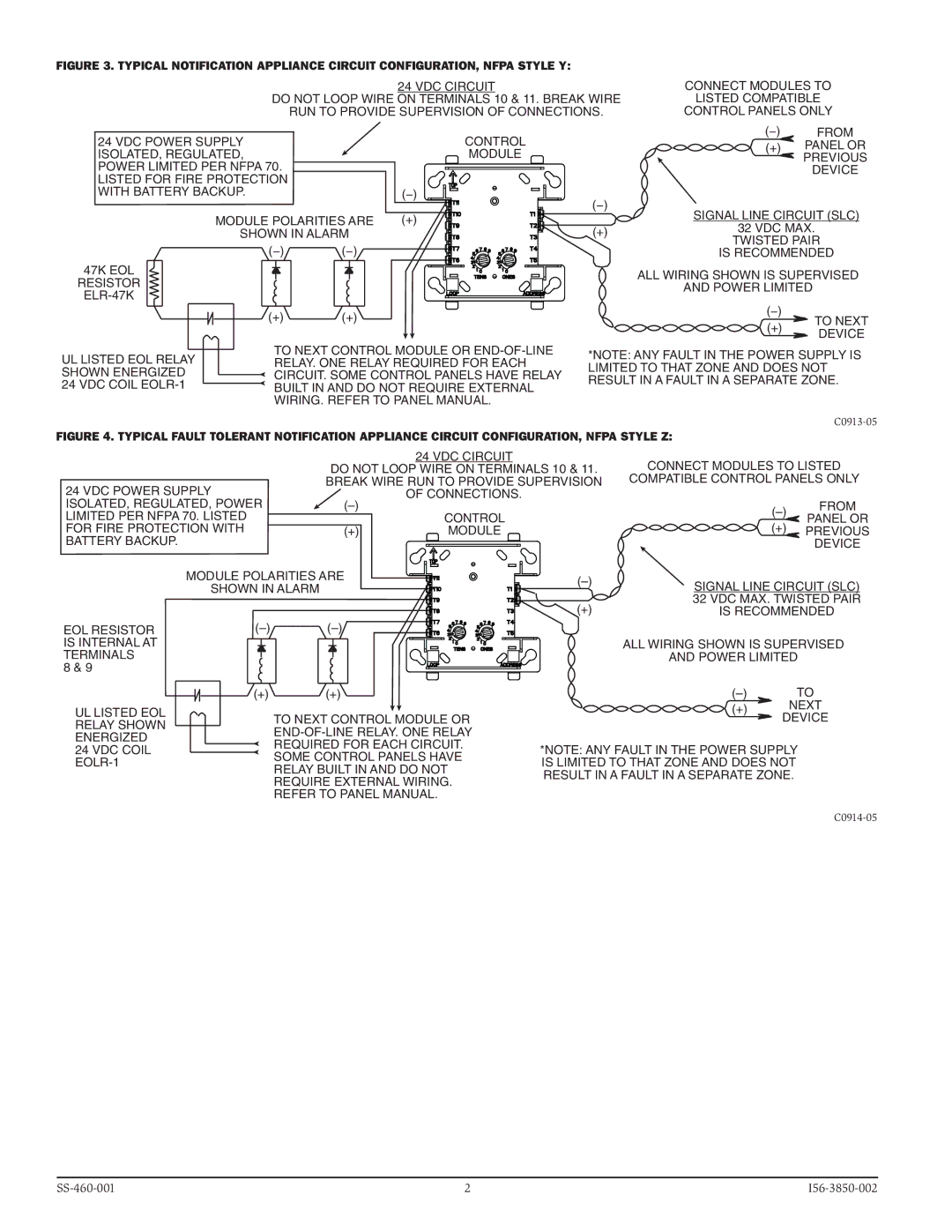 System Sensor M500S installation manual 47K EOL Resistor ELR-47K Control Module 