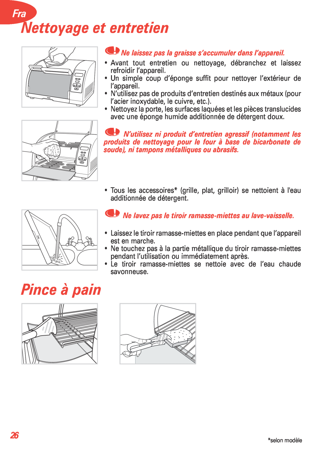 T-Fal 5252 manual Nettoyage et entretien, Pince à pain 
