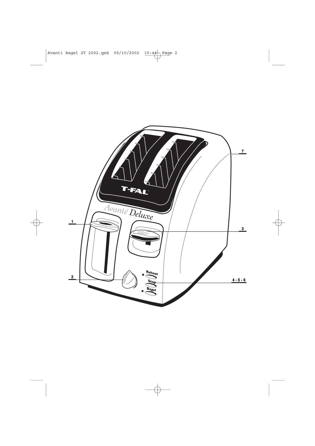 T-Fal Avante Deluxe Bagel manual Avanti Bagel 2T 2002.qxd 09/10/2002 1544 