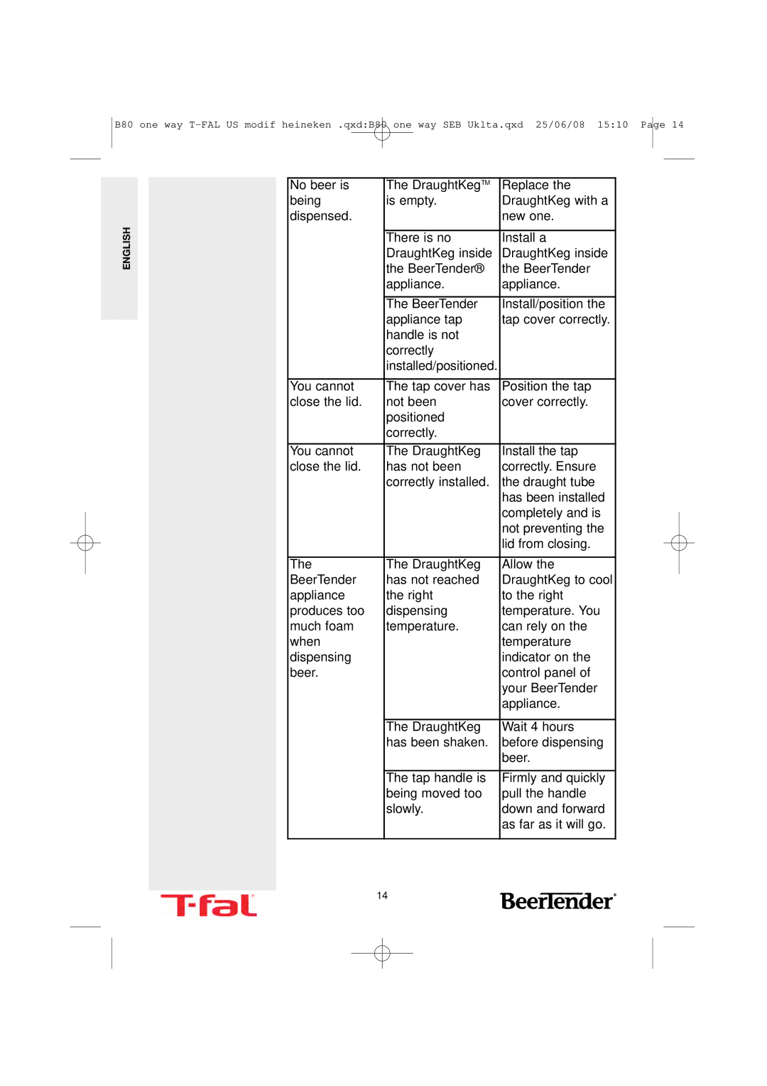 T-Fal BeerTender manual English 