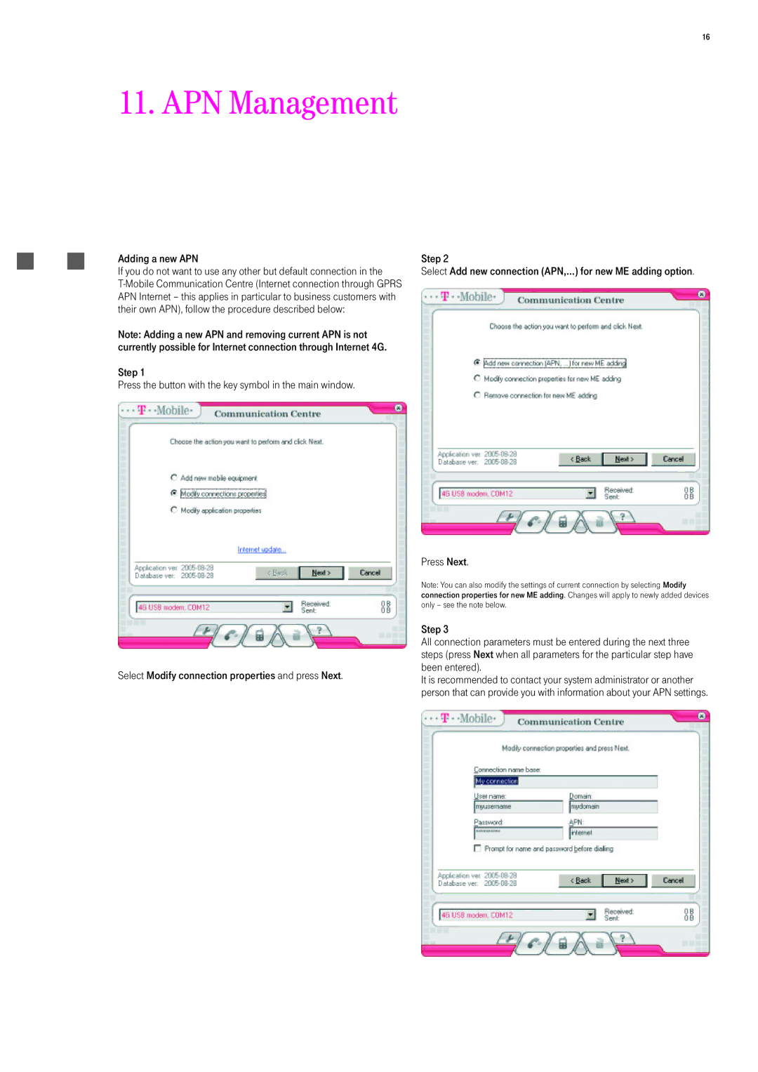 T-Mobile 535 manual APN Management, Adding a new APN 