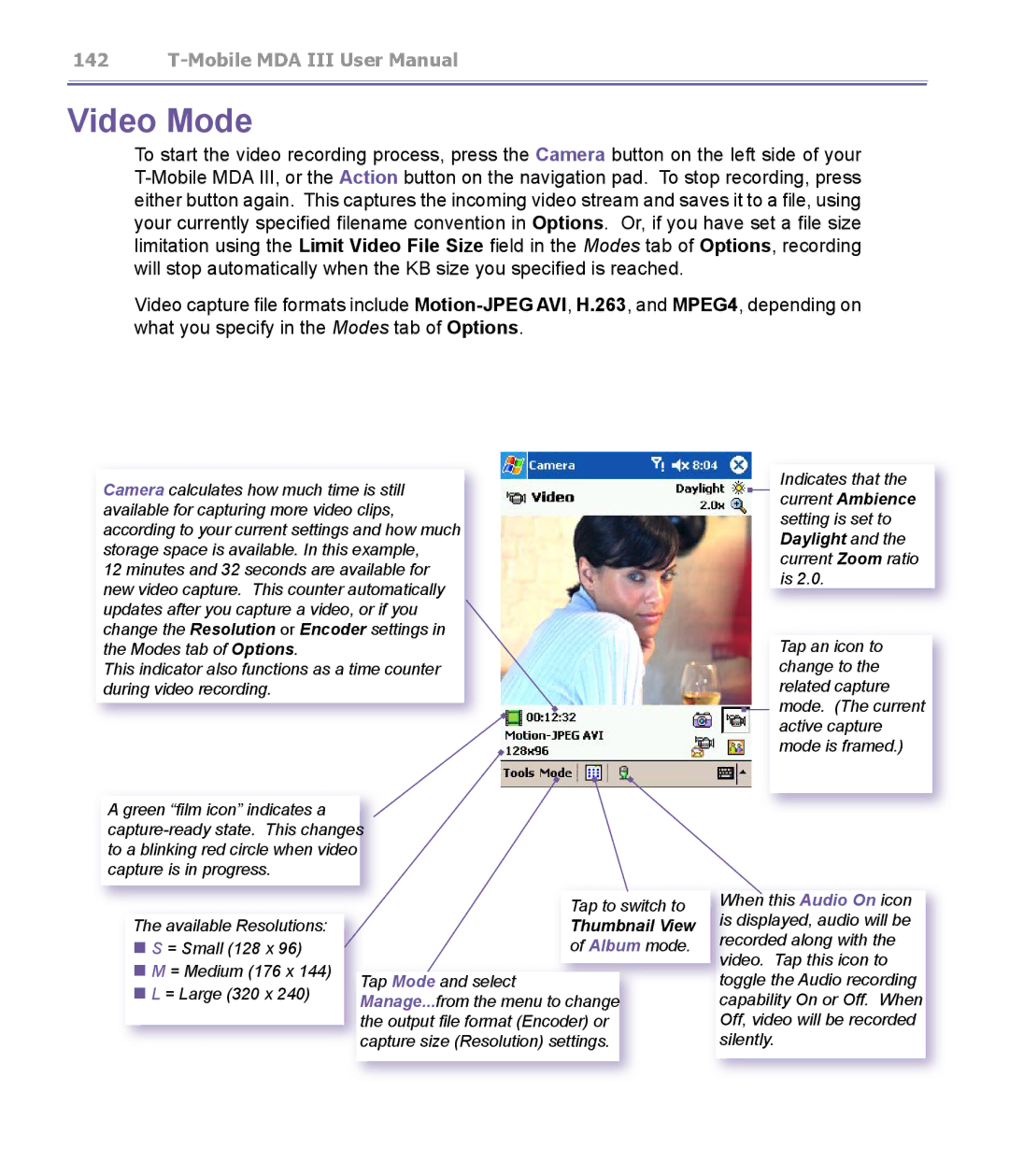 T-Mobile MDA III manual Video Mode 