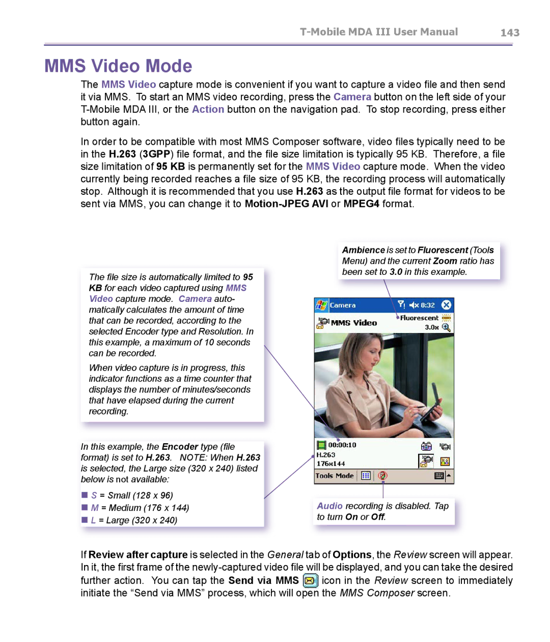 T-Mobile MDA III manual MMS Video Mode 