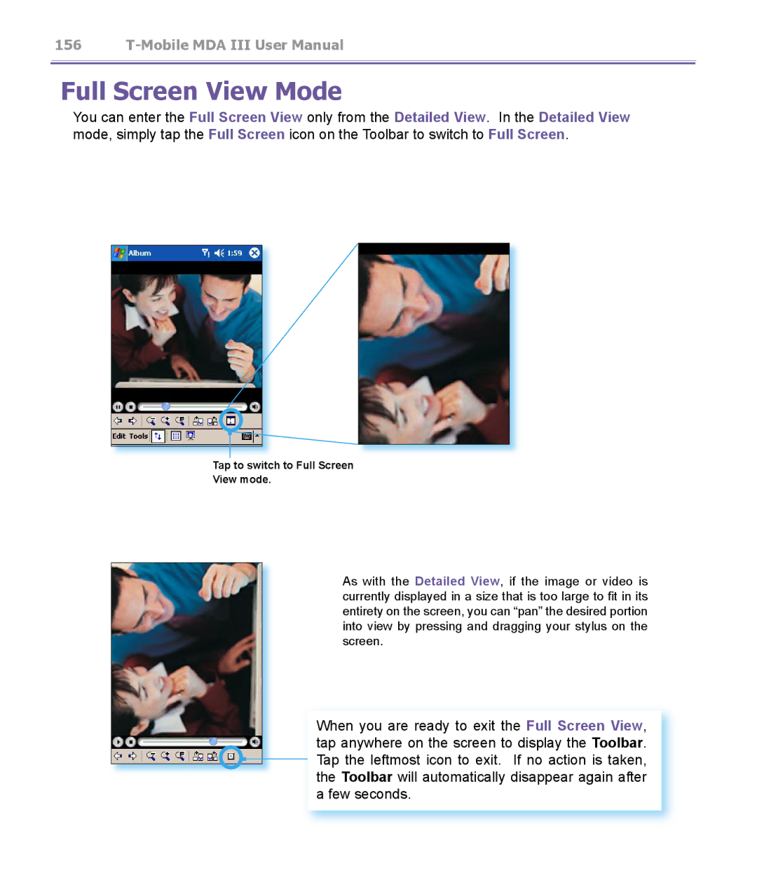 T-Mobile MDA III manual Full Screen View Mode 