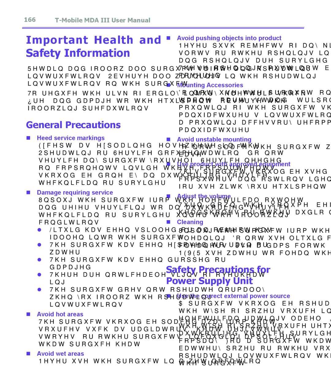 T-Mobile MDA III manual Important Health and Safety Information 