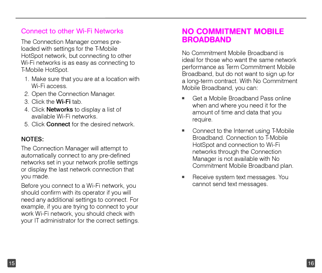 T-Mobile TM1753 manual No Commitment Mobile Broadband, Connect to other Wi-Fi Networks 